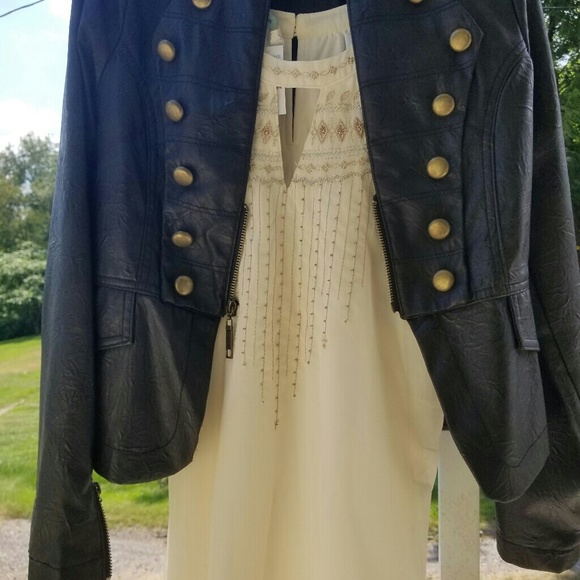 Wet Seal Military Style Leather Jacket Size Small - Picture 5 of 8